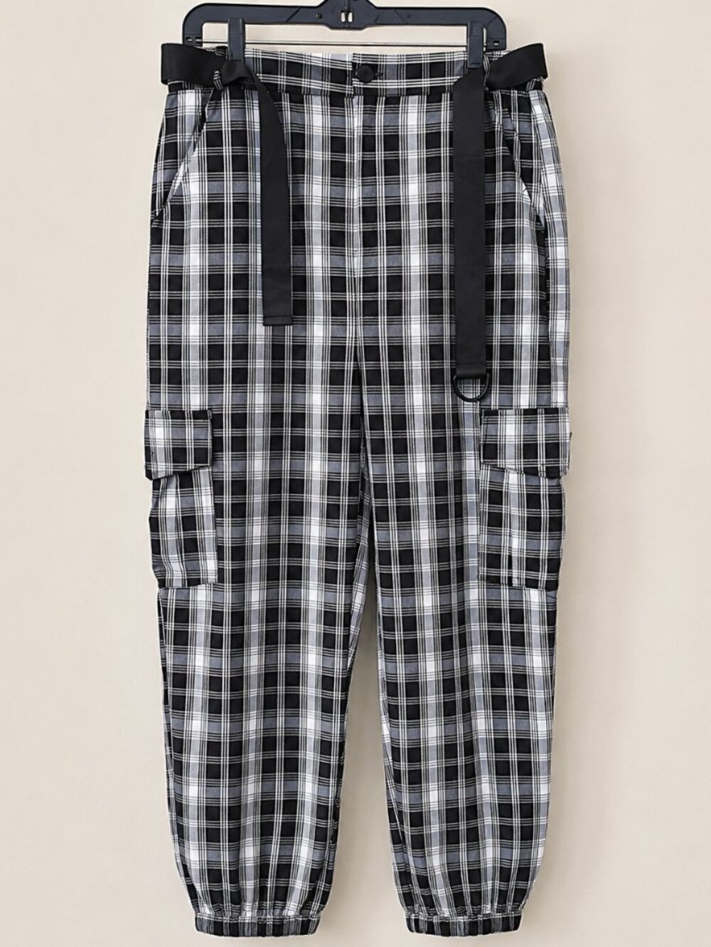 New Look Women's Black Assorted Plaid Lightweight Joggers SZ XL